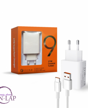 Punjac 27W USB (komplet) / kabl USB to type C / bela